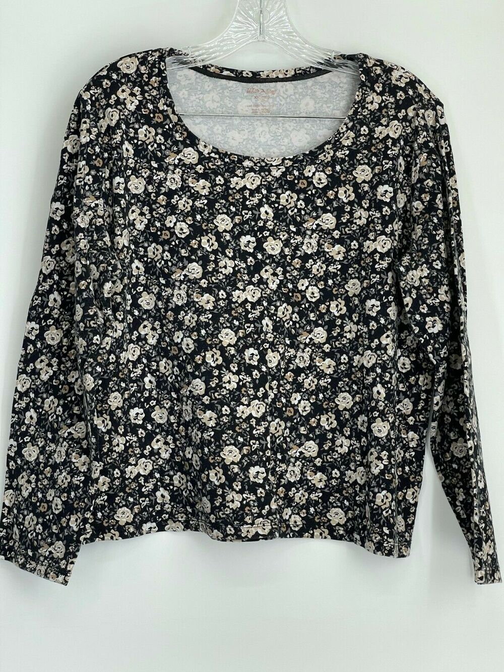 White Stag Black & White Floral Print blouse Women’s Plus Size XXL